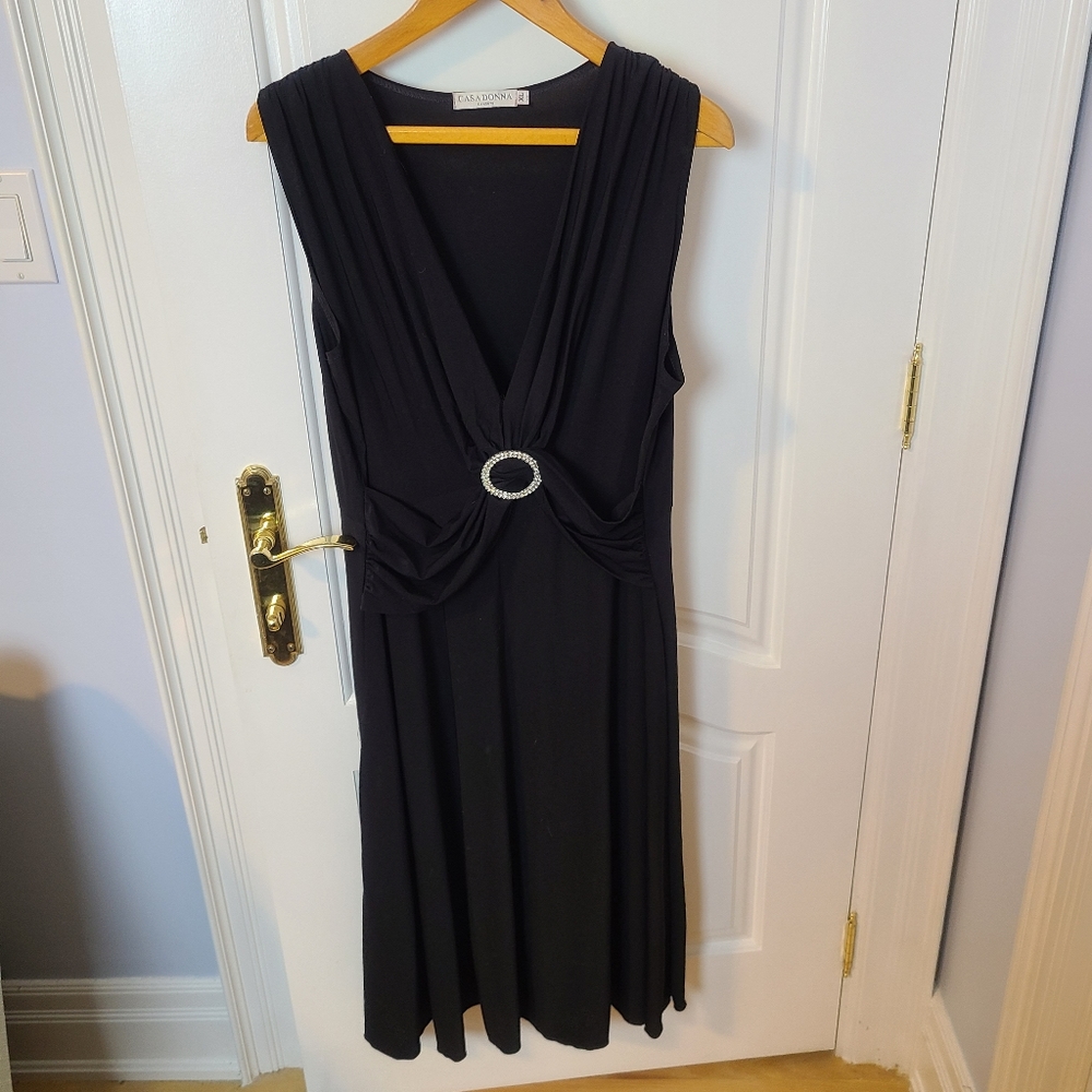 Casa Donna Black Dress V Neck Size XL Special Occasion Prom Graduation Wedding